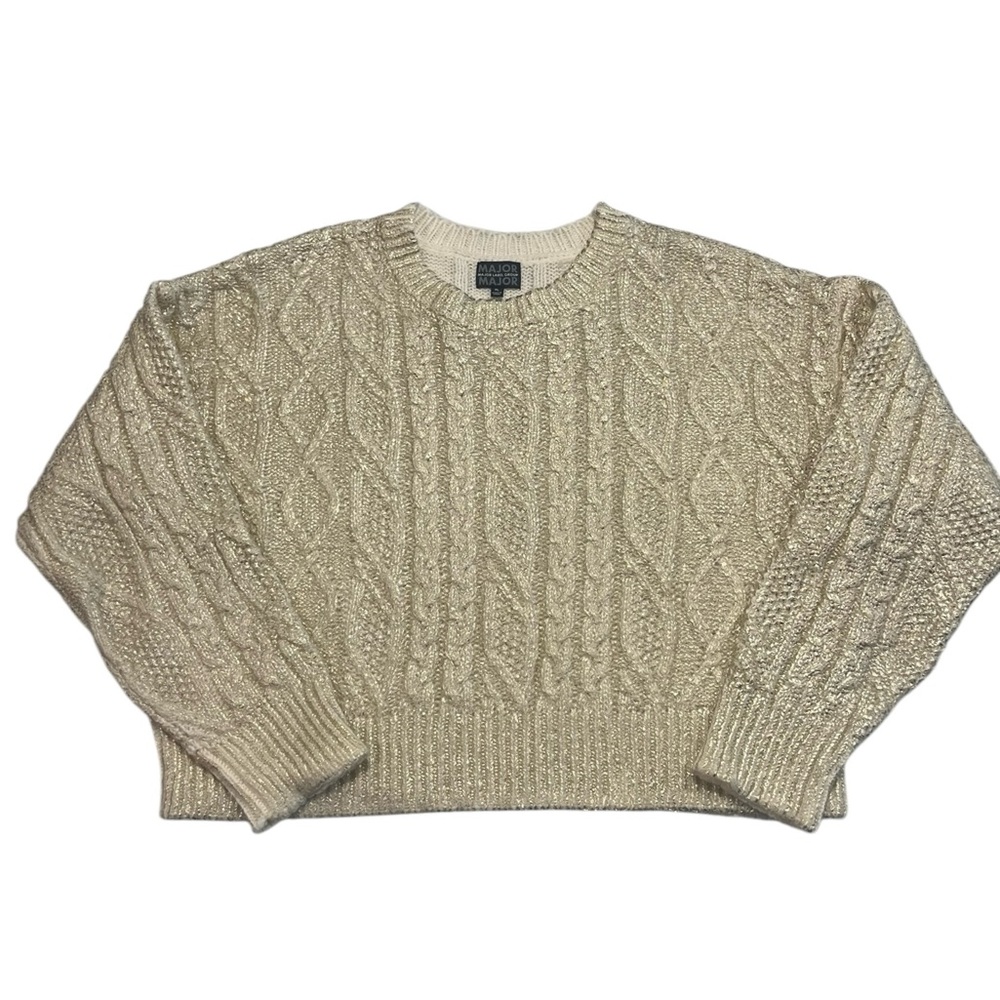 NWOT Major Label Group Ivory and Gold Sweater Size XL
